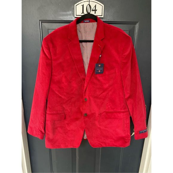 Saddlebred NWT Red Corduroy Cotton Blazer Sports Coat, Men's Size 48R, MSRP $125 - Picture 1 of 7